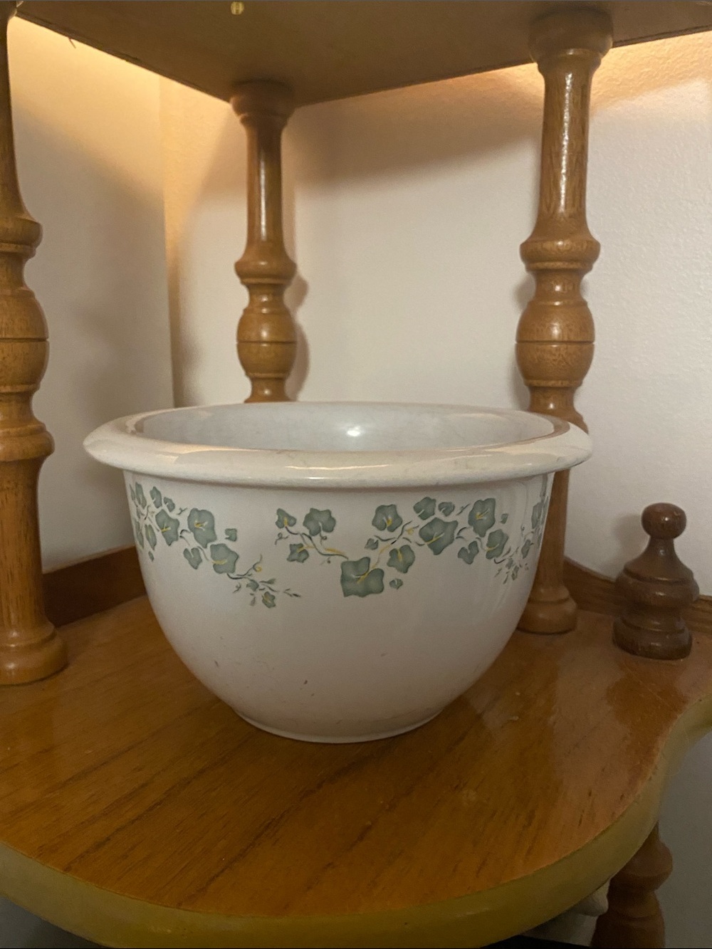 Corelle Coordinates “Callaway”  White Ceramic Bowl with Green Leaf Vine Motif